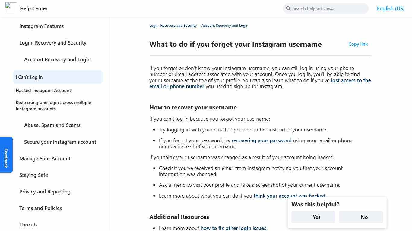 What to do if you forget your Instagram username | Instagram Help Center